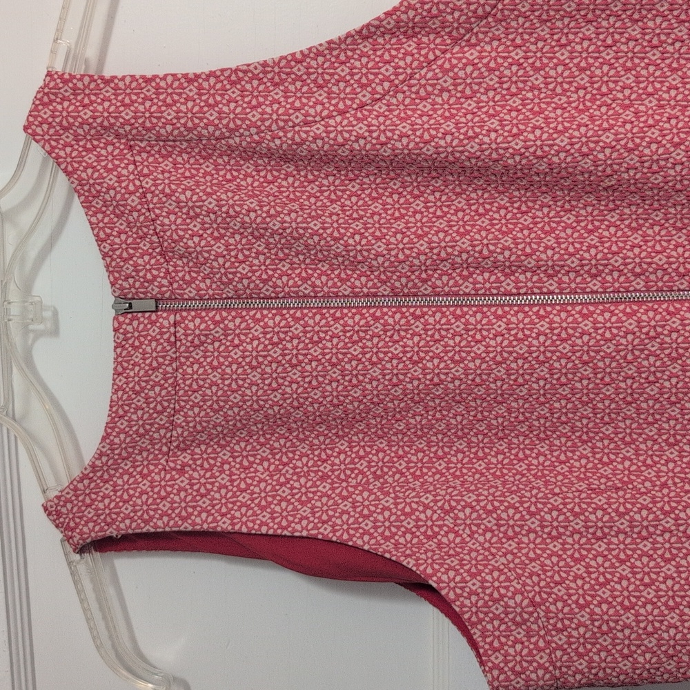 Ann Taylor Hibiscus Coral Jacquard Sheath Dress Size 10 - Picture 9 of 14